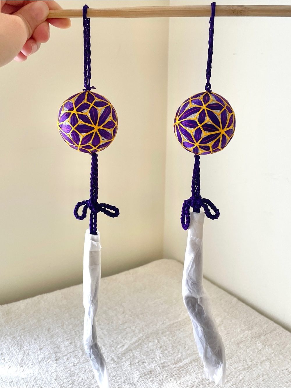 Mini Japanese Temari Balls with Tassels (Set of 2)